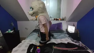 “ Snauwflake海豹正在尝试新的外观，Femboy风格。您想看到他和那些假阳具一起玩吗？”("Snauwflake the seal is trying a new look, femboy style. Do you like to see him playing with those dildos?") 手机浏览器流畅观看预览